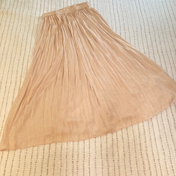 NWT Philosophy Champagne Pink Satiny Soft Pleated Maxi Skirt Sz S - Picture 3 of 8